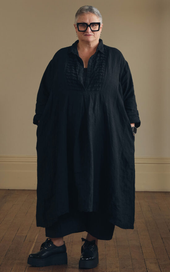 Yves Tuxedo Dress Linen product photo.