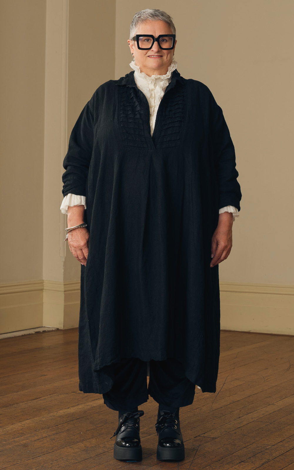 Yves Tuxedo Dress Linen product photo.