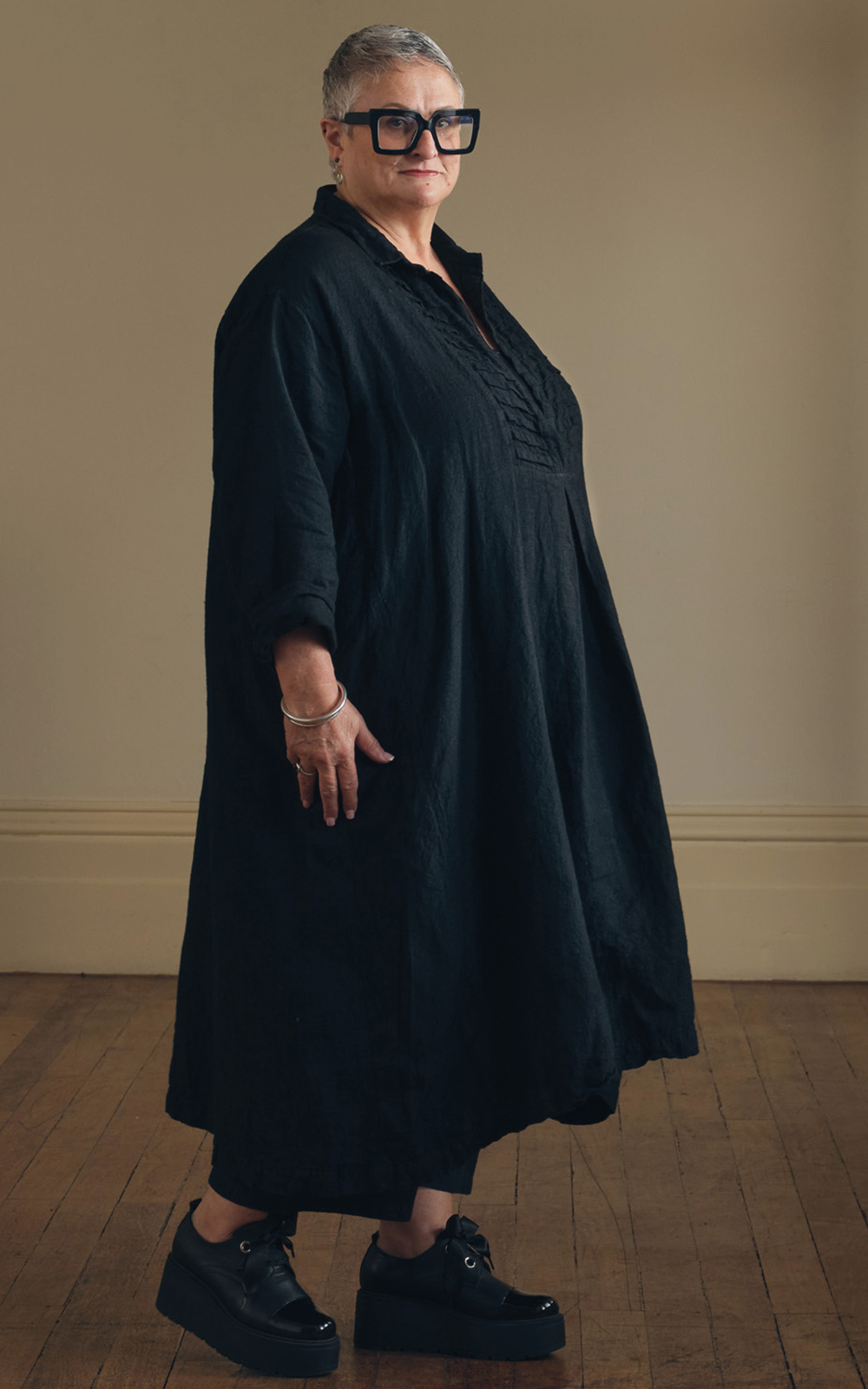 Yves Tuxedo Dress Linen product photo.