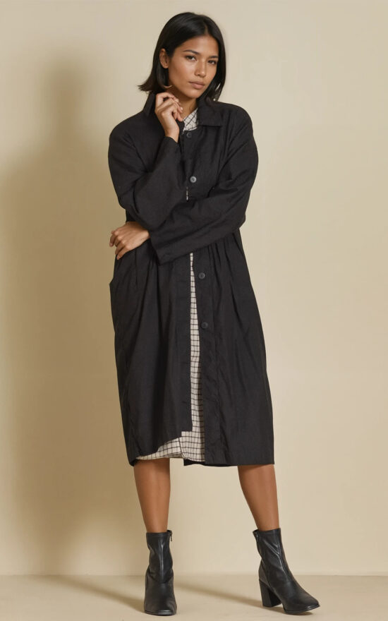Stretch Linen Dolman Coat product photo.