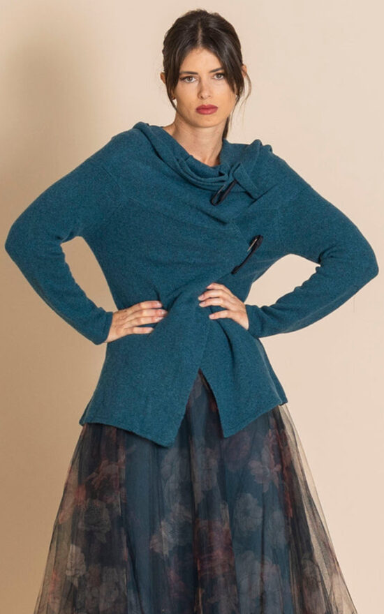 Felt Collar Cardigan product photo.