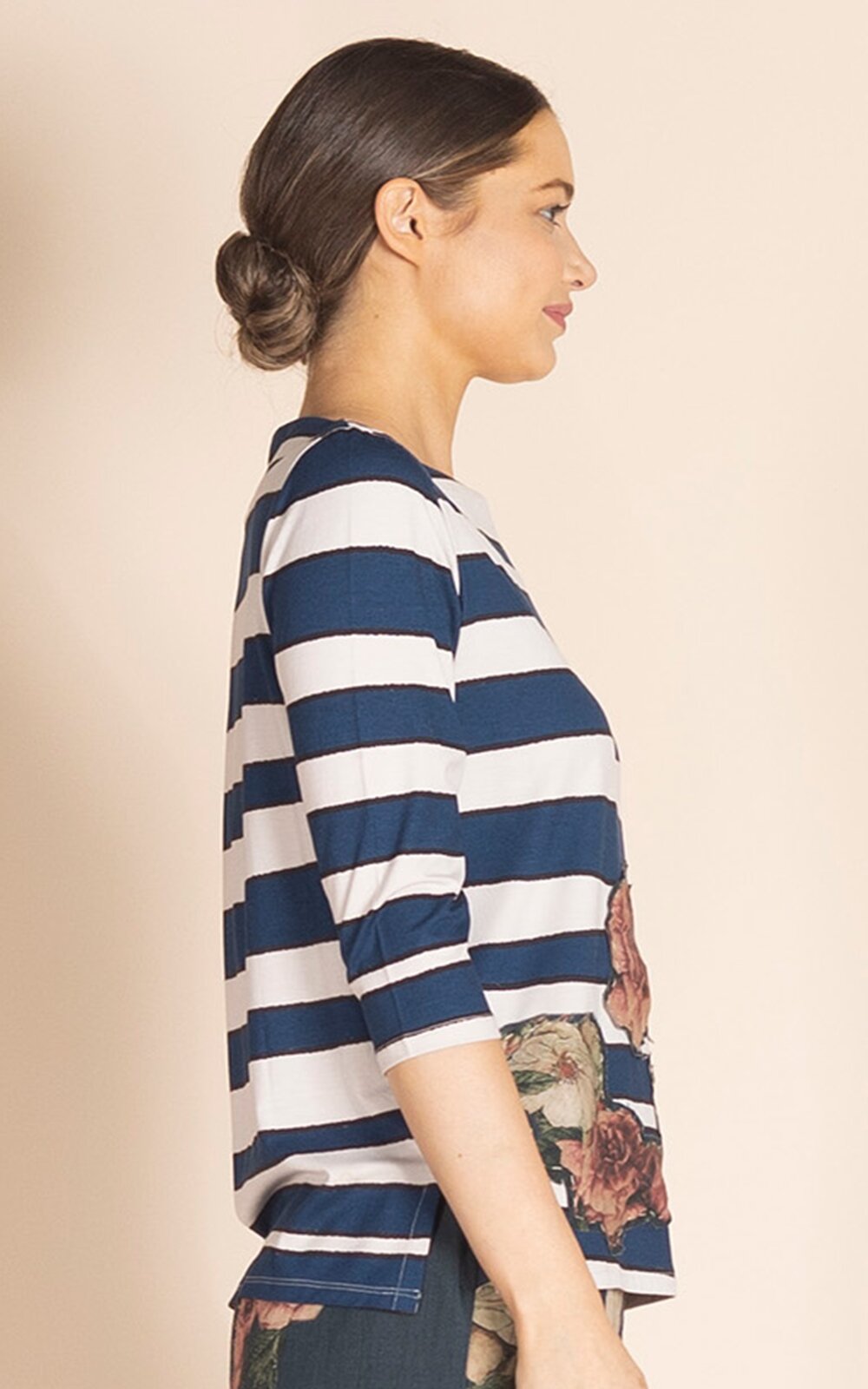 Stripes Audrey Tee W Roses product photo.