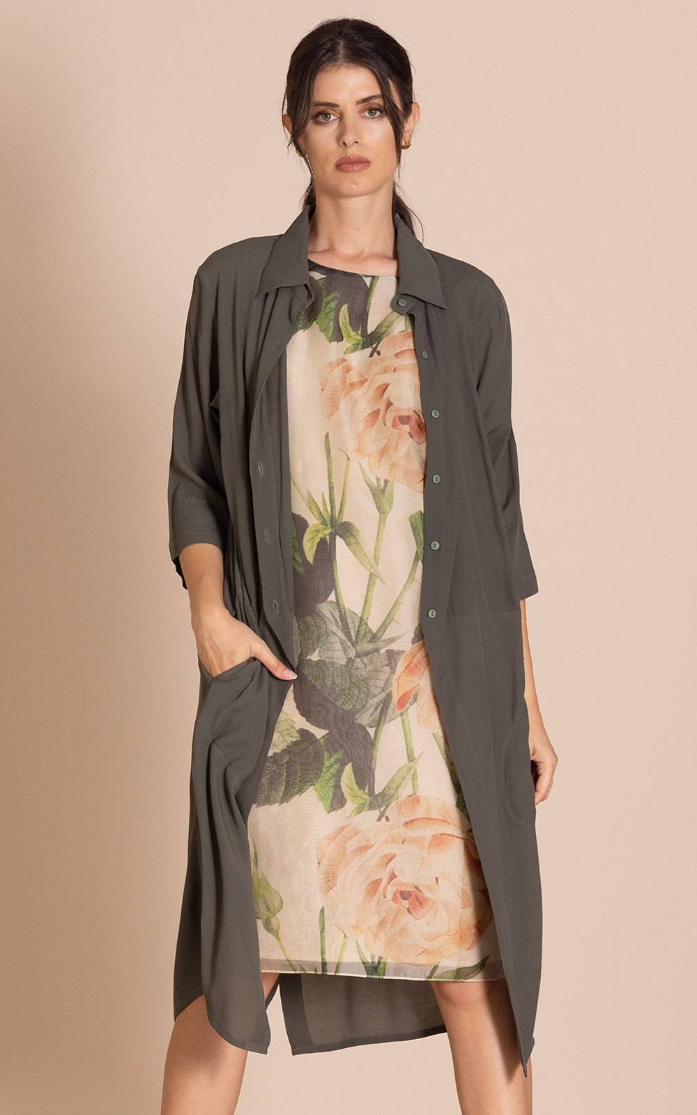Crepe Long Envelope Shirt product photo.