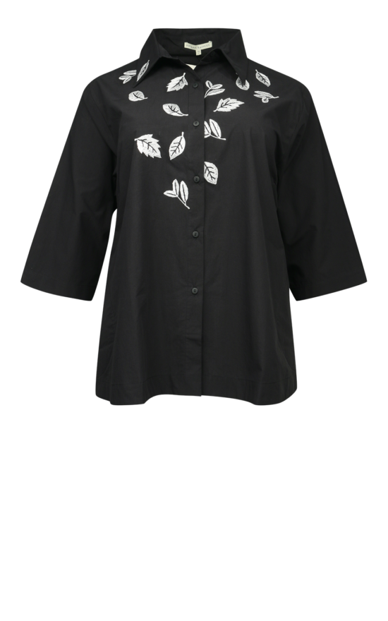 Embroidered Leaf Trapeze Shirt product photo.