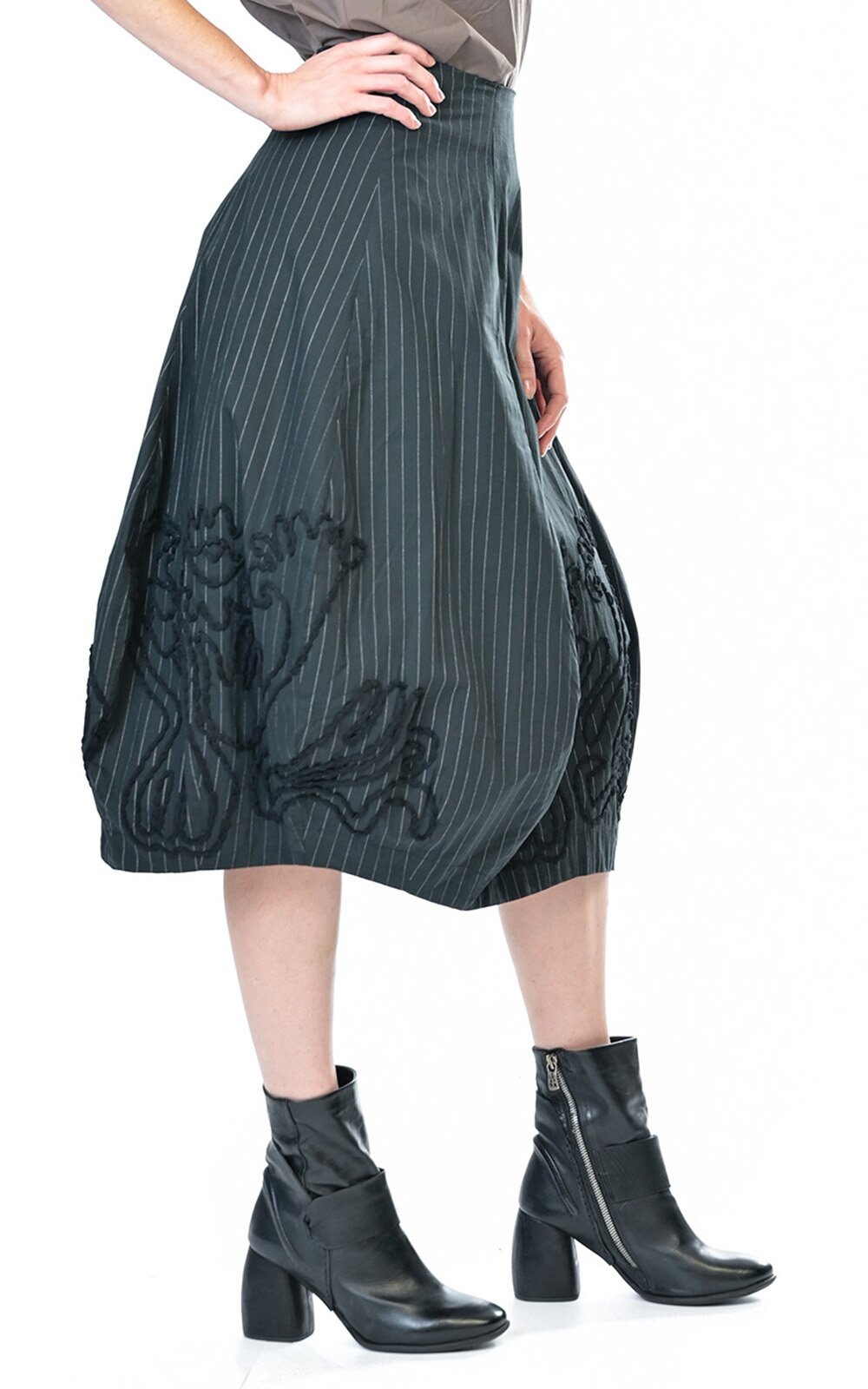 Pinstripe Tulip Skirt product photo.