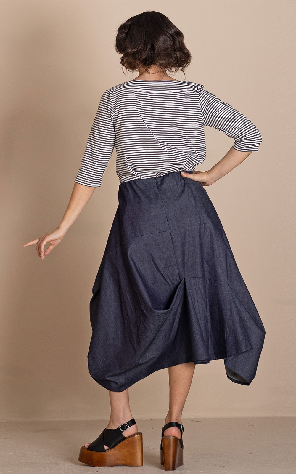 Denim Origami Skirt product photo.