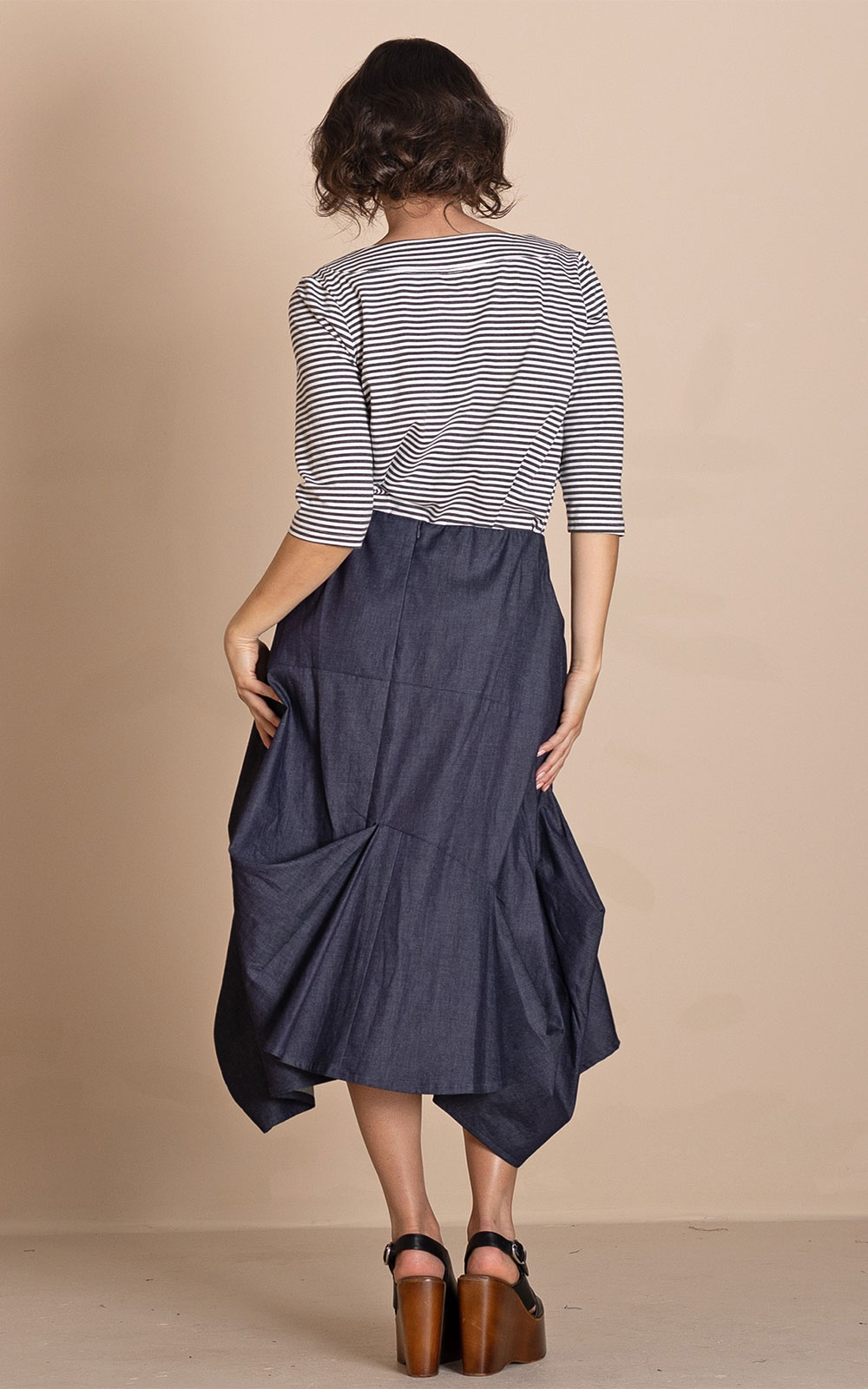 Denim Origami Skirt product photo.