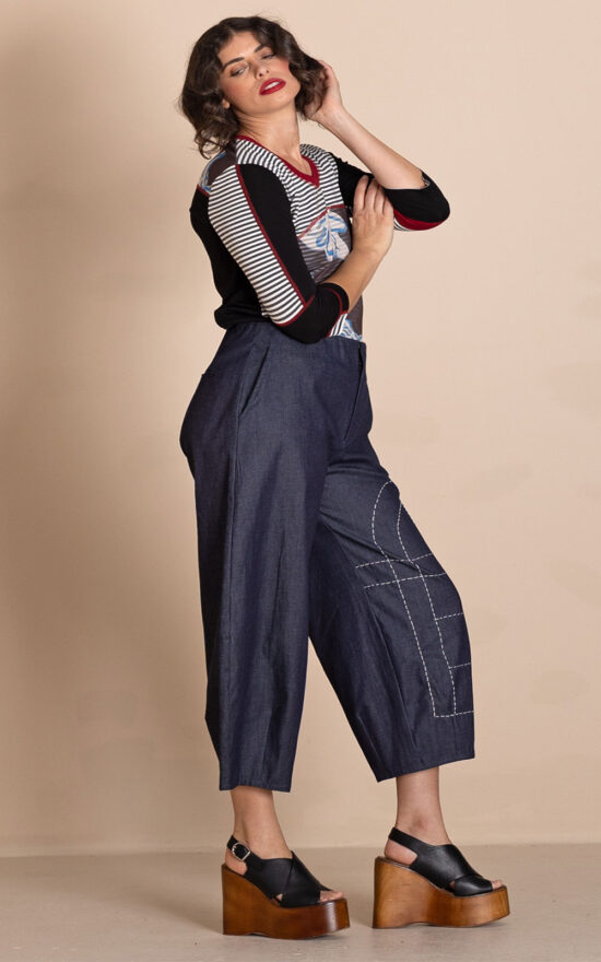 Denim Barrel Pant product photo.