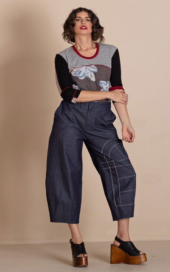 Denim Barrel Pant product photo.