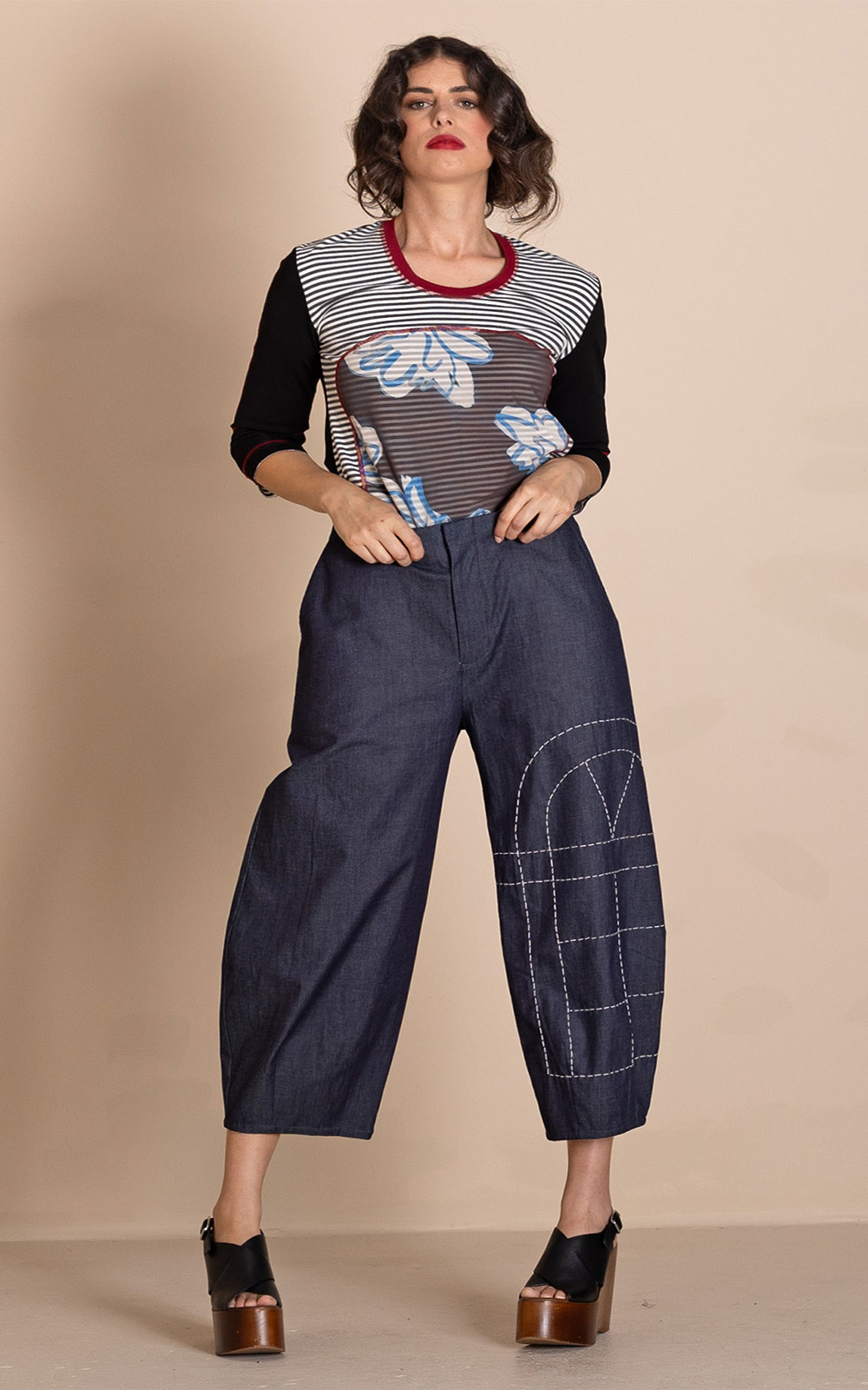 Denim Barrel Pant product photo.