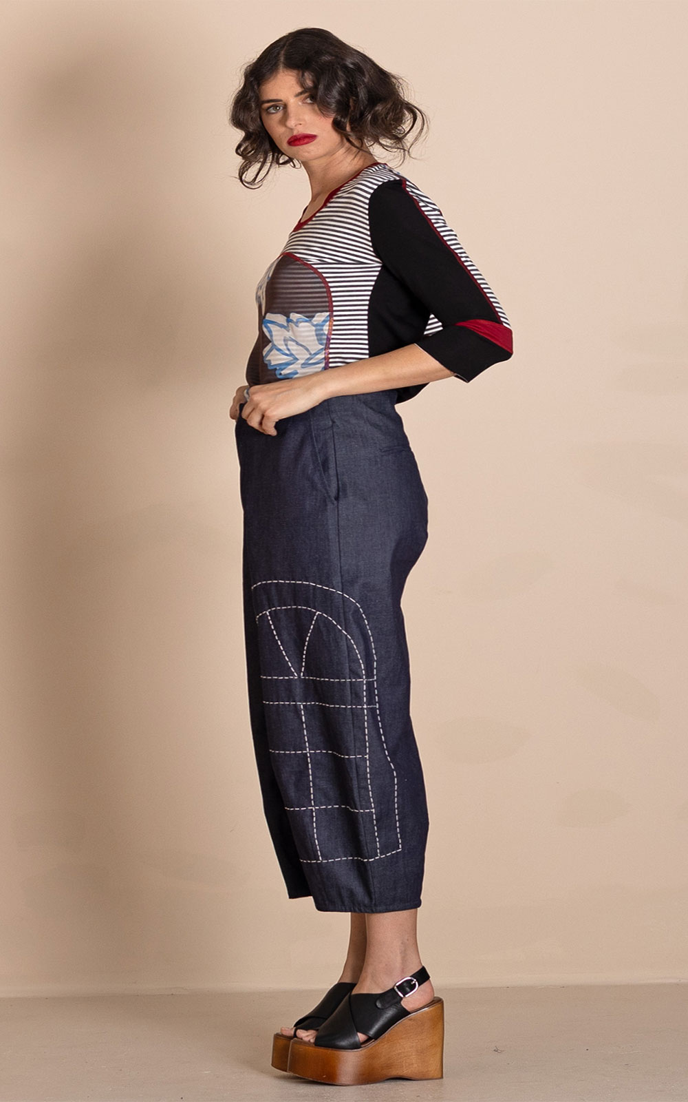 Denim Barrel Pant product photo.