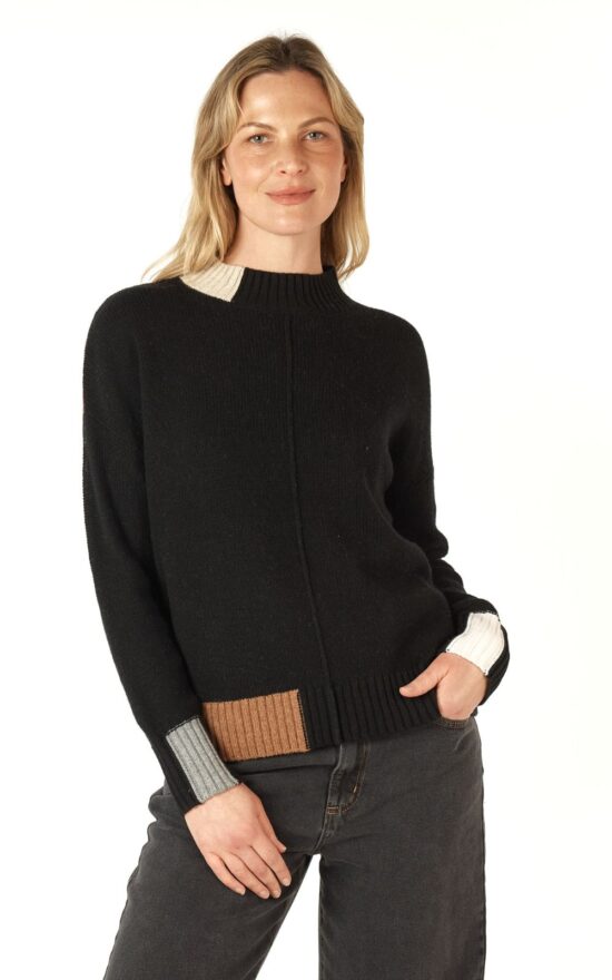 Colour Block Trim Jumper product photo.
