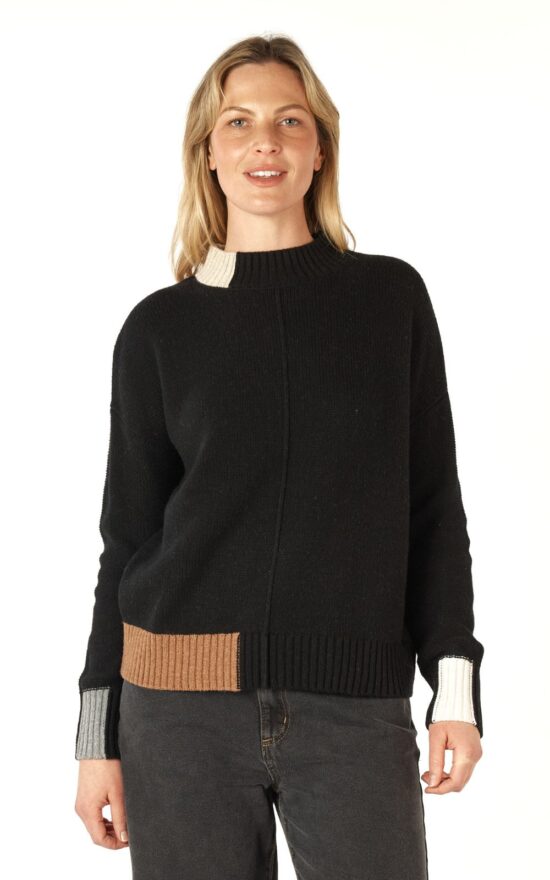 Colour Block Trim Jumper product photo.
