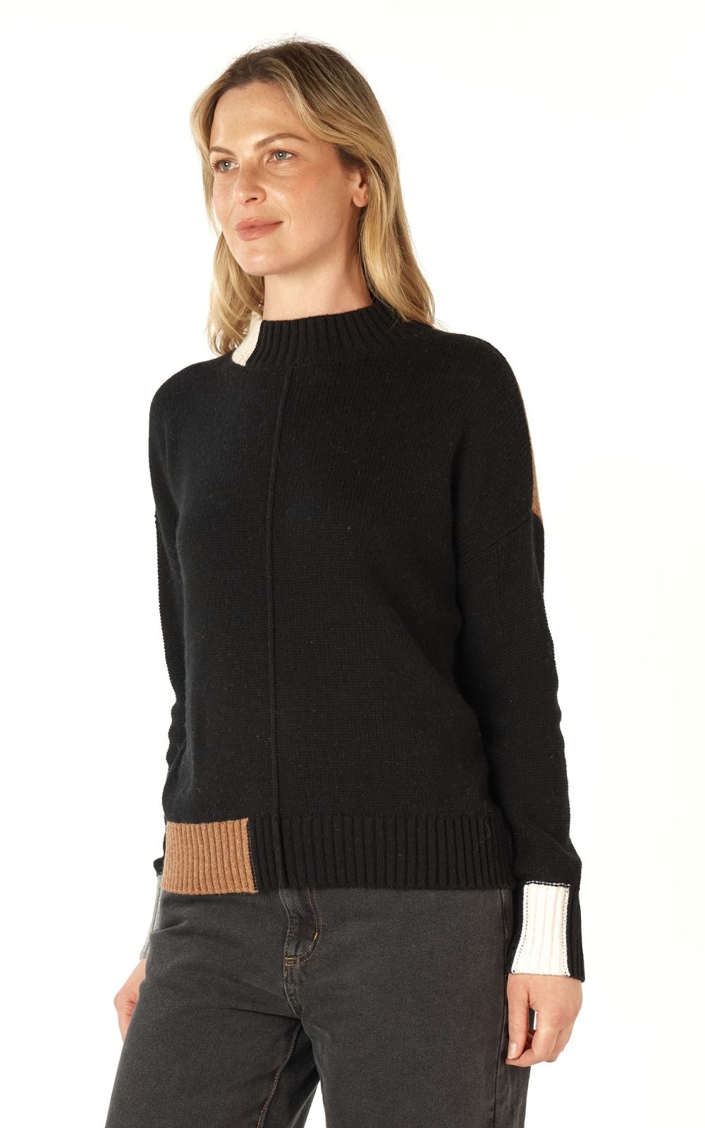 Colour Block Trim Jumper product photo.