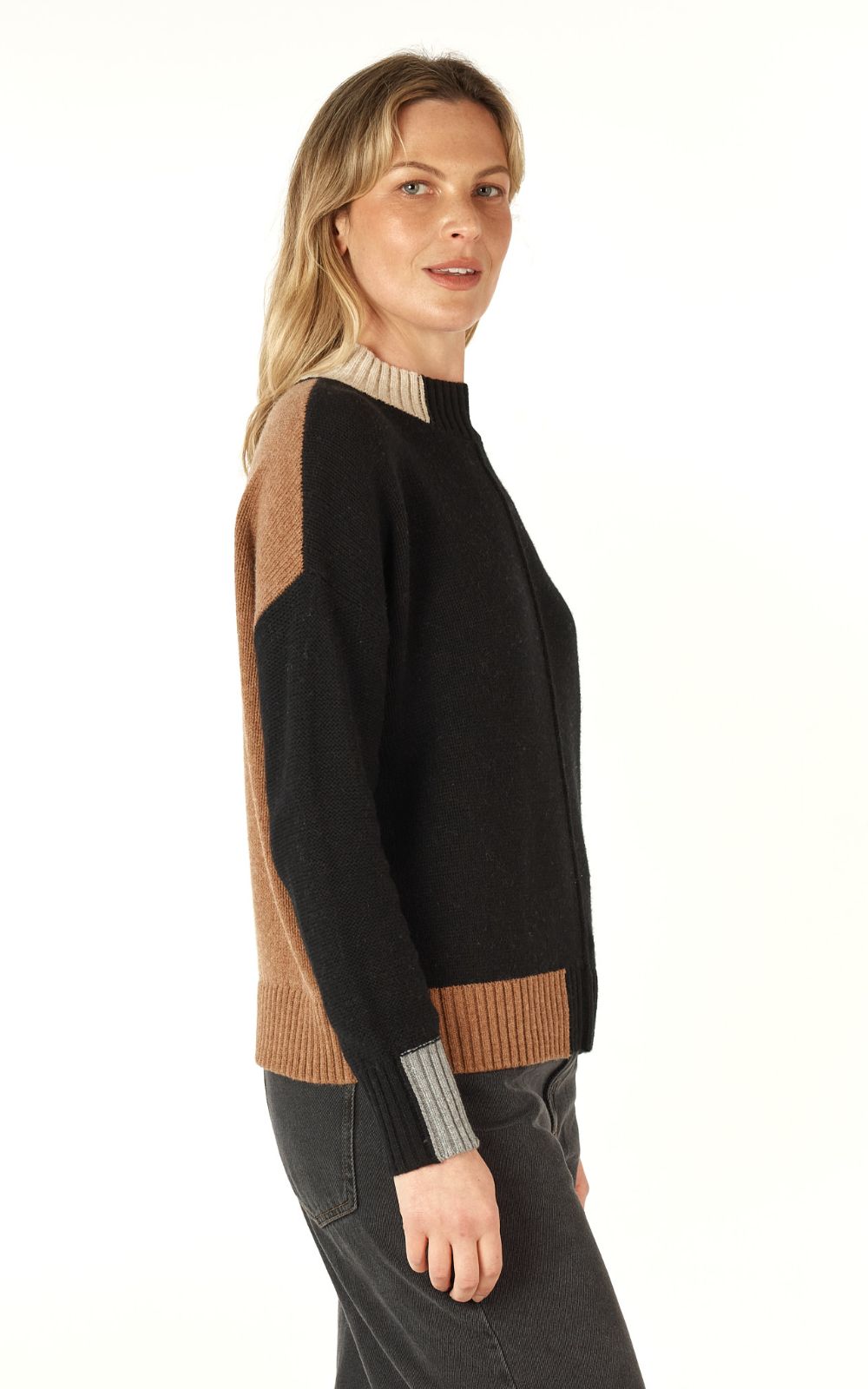 Colour Block Trim Jumper product photo.