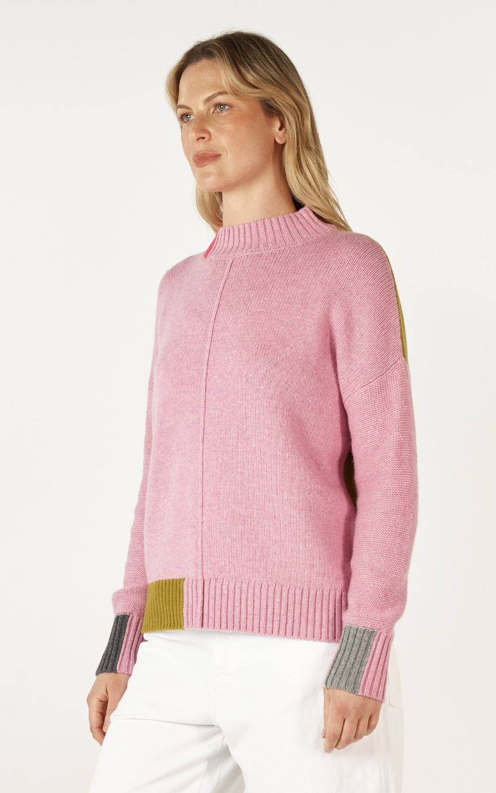 Colour Block Trim Jumper product photo.