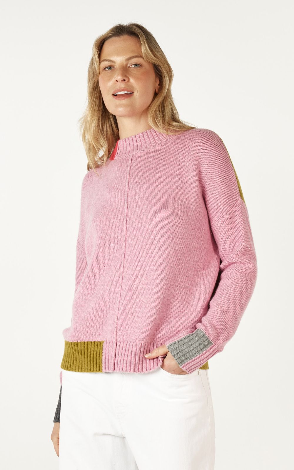 Colour Block Trim Jumper product photo.