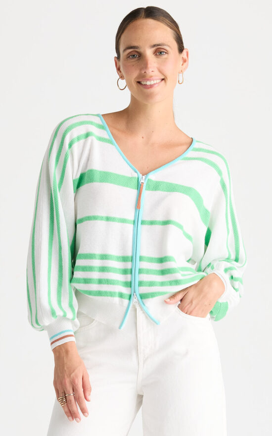 Statement Zip Cardi product photo.